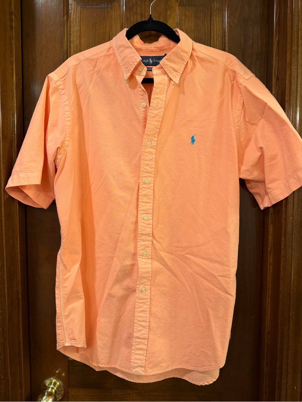 Ralph Lauren Peach Short-Sleeve Button-Down Shirt